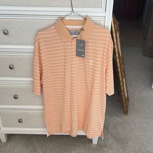 Ashworth orange striped collared shirt